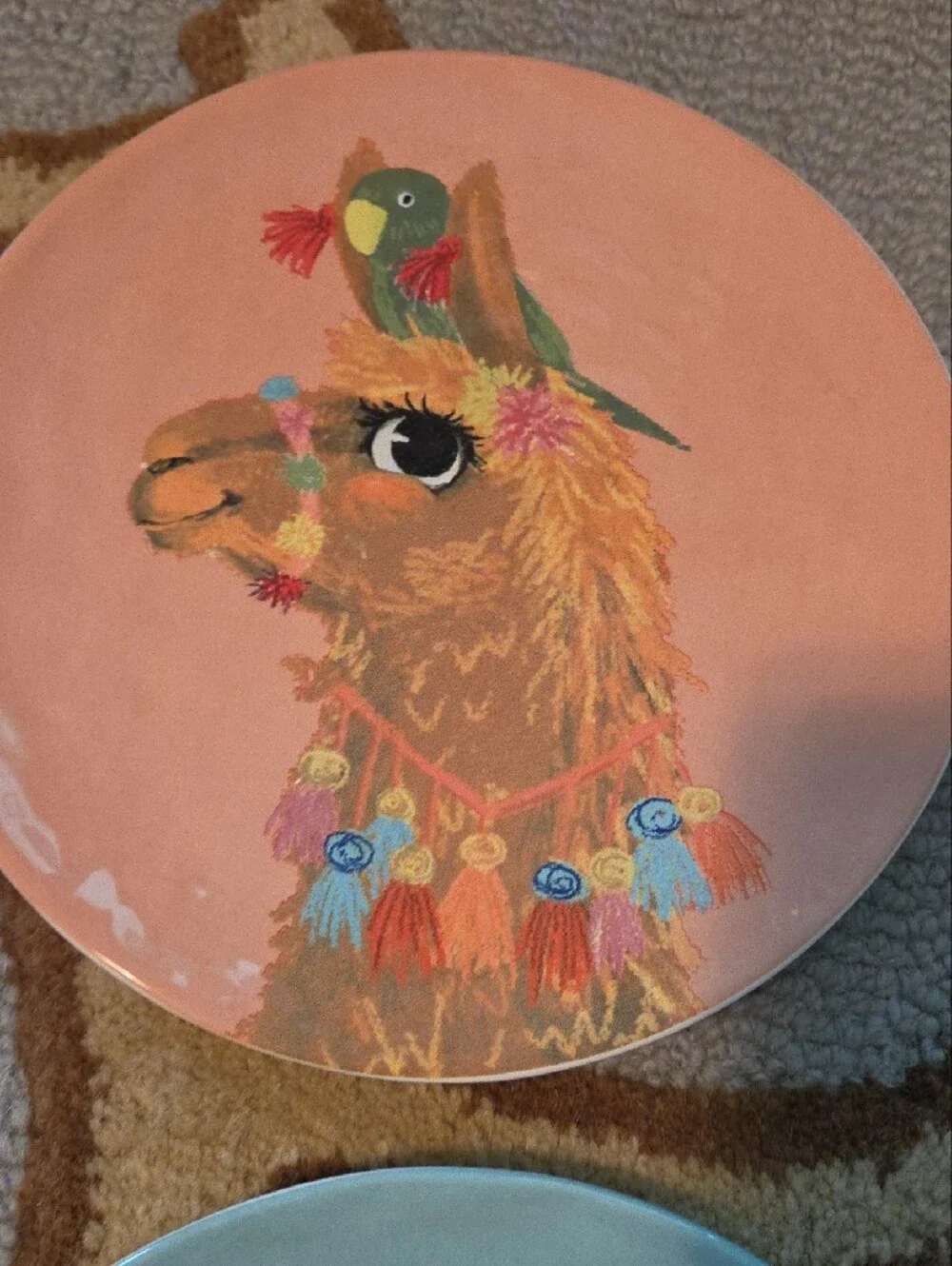 Pier 1 White Earthenware Desert Llama Plates -